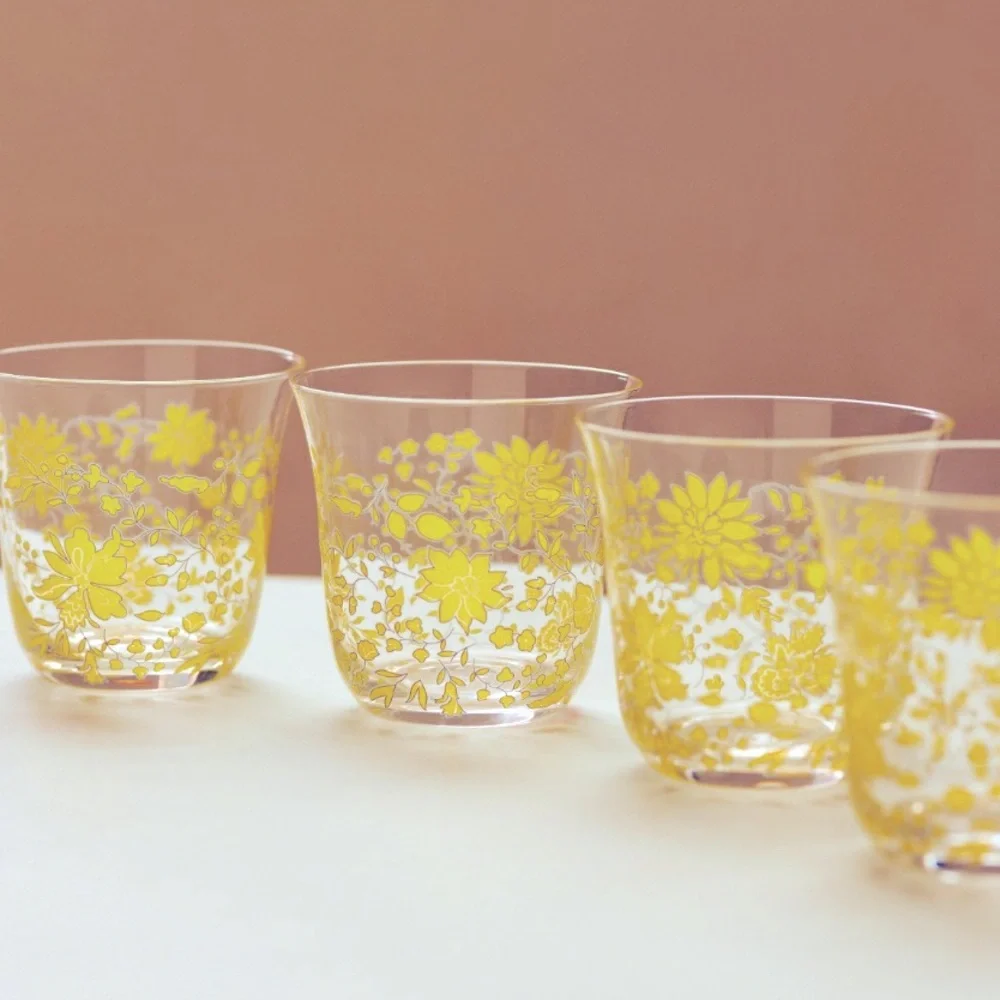 LAST SET 🔥 Mae Yellow floral glasses set of 4